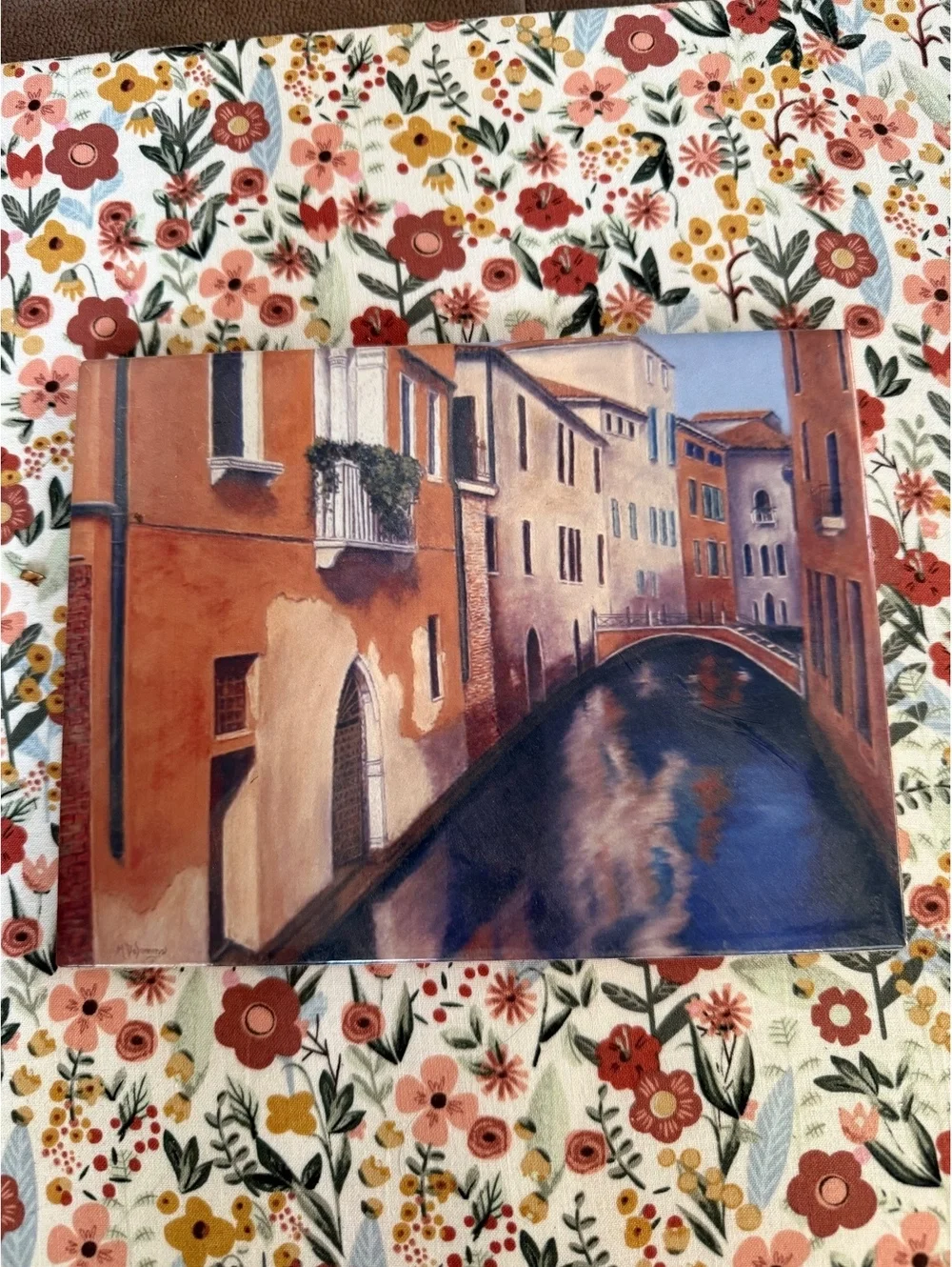 Vintage Venice Canal Ceramic Tile Trivet Italian Wall Decor